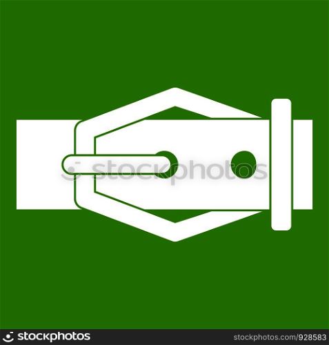 Leather belt icon white isolated on green background. Vector illustration. Leather belt icon green
