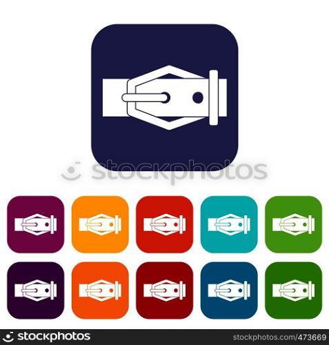 Leather belt icons set vector illustration in flat style In colors red, blue, green and other. Leather belt icons set flat