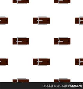 Leather belt with silver buckle pattern seamless flat style for web vector illustration. Leather belt with silver buckle pattern flat