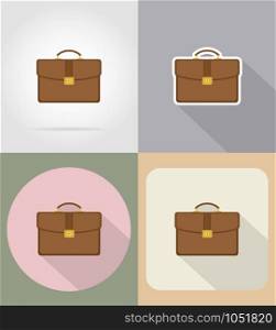 leather briefcase flat icons vector illustration isolated on background