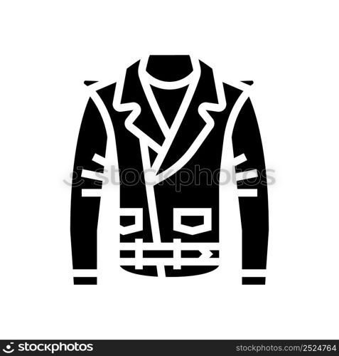 leather jacket clothes glyph icon vector. leather jacket clothes sign. isolated contour symbol black illustration. leather jacket clothes glyph icon vector illustration