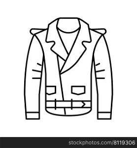 leather jacket clothes line icon vector. leather jacket clothes sign. isolated contour symbol black illustration. leather jacket clothes line icon vector illustration