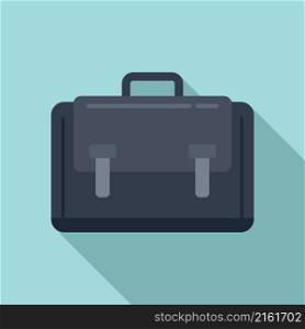 Leather laptop bag icon flat vector. Suitcase shoulder. Travel suitcase. Leather laptop bag icon flat vector. Suitcase shoulder