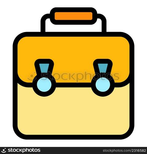 Leather laptop bag icon. Outline leather laptop bag vector icon color flat isolated. Leather laptop bag icon color outline vector