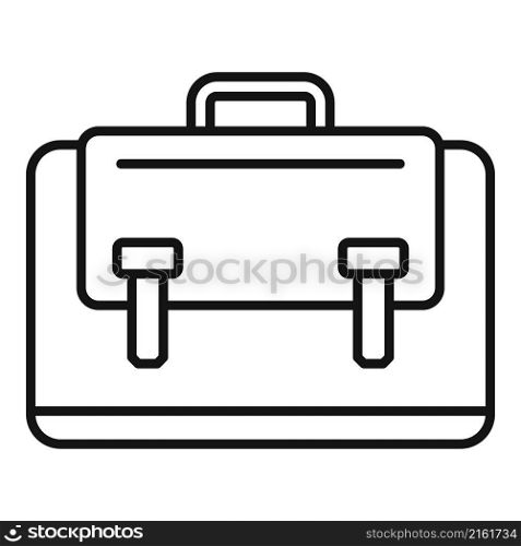 Leather laptop bag icon outline vector. Suitcase shoulder. Travel suitcase. Leather laptop bag icon outline vector. Suitcase shoulder