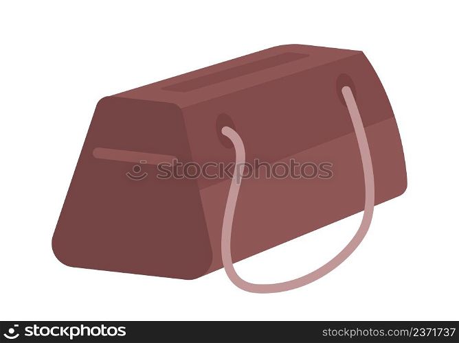 Leather luggage bag semi flat color vector object. Full sized item on white. Brown baggage. Accessory for stylish traveler simple cartoon style illustration for web graphic design and animation. Leather luggage bag semi flat color vector object