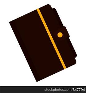 Leather notebook icon. Flat illustration of leather notebook vector icon for web design. Leather notebook icon, flat style