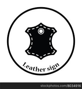 Leather sign icon. Thin circle design. Vector illustration.