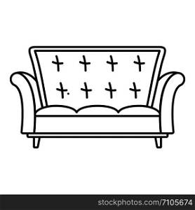 Leather sofa icon. Outline illustration of leather sofa vector icon for web design isolated on white background. Leather sofa icon, outline style