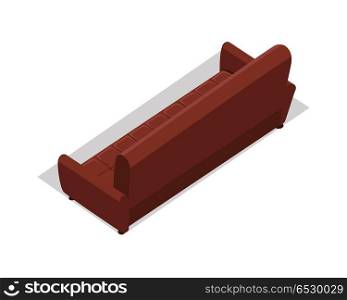 Leather sofa vector in isometric projection. Comfortable furniture illustration for stores ad, app icons, infographics, logo, web and games environment design. Isolated on white background. Home and Office Furniture in Isometric Projection. Home and Office Furniture in Isometric Projection