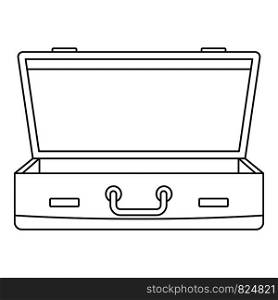 Leather suitcase icon. Outline illustration of leather suitcase vector icon for web design isolated on white background. Leather suitcase icon, outline style