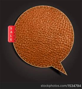 Leather texture background on retro style speech bubbles, Vector Illustration