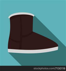 Leather ugg boot icon. Flat illustration of leather ugg boot vector icon for web design. Leather ugg boot icon, flat style