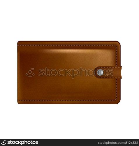 leather wallet male brown purse. male accessory. old object. payment wallet vector, illustration, 3d, realistic, realism. leather wallet male 3d realistic vector