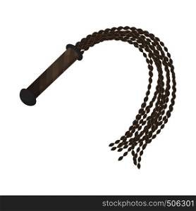 Leather whip icon in cartoon style on a white background. Leather whip icon, cartoon style