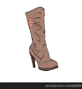 Leather womens boots high heel, color vector illustration isolated