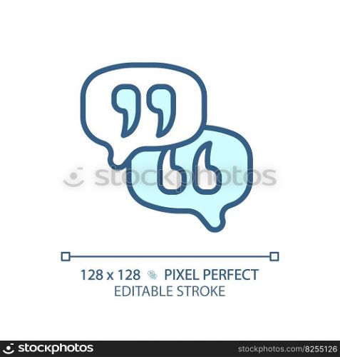 Leave opinion pixel perfect RGB color icon. Communication with client online. Discussing product pros and cons. Isolated vector illustration. Simple filled line drawing. Editable stroke. Leave opinion pixel perfect RGB color icon