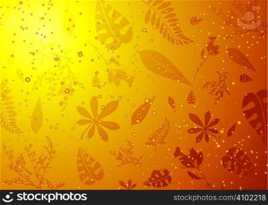 Leaves and twigs caught in fossiled amber ideal background
