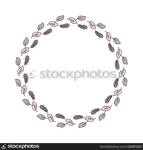 Leaves frame isolated on white background. Perfect for invitations, cards and print. Floral vector illustration for decor and design.