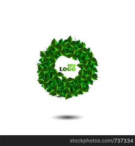 Leaves in the circle. ECO Logo. Vector illustration. White background