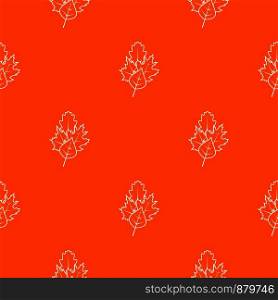Leaves pattern repeat seamless in orange color for any design. Vector geometric illustration. Leaves pattern seamless
