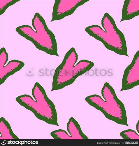 leaves pink cute repeat pattern. textile mosaic design