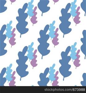 Leaves seamless pattern in pastel colors in flat style. Leaf branch backdrop. Vector forest illustration on white background. Flat style for textile fabric, wrapping. Leaves seamless pattern in pastel colors in flat style.