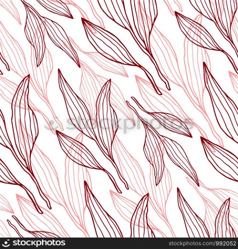Leaves seamless pattern. Nature repeating background in red color. Floral pattern for wrapping, textile, wallpaper design. Leaves seamless pattern. Nature repeating background in red color. Floral pattern for wrapping, textile, wallpaper design.