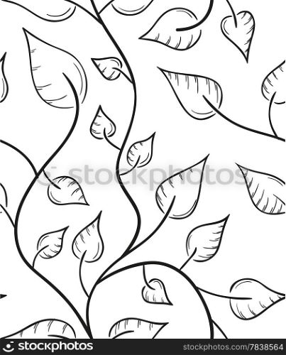 leaves seamless pattern. seamless pattern of the leaves sketch on white background