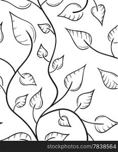 leaves seamless pattern. seamless pattern of the leaves sketch on white background