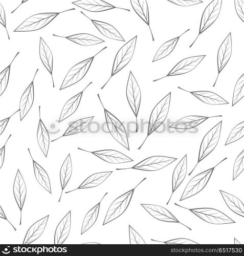 Leaves Seamless Pattern Vector Illustration. Leaves vector seamless pattern. Flat style illustration. Falling colorless tree leaves on white background. Autumn defoliation. For wrapping paper, greeting card, invitation, printing materials design