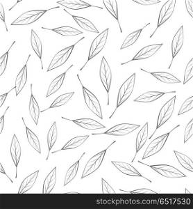 Leaves Seamless Pattern Vector Illustration. Leaves vector seamless pattern. Flat style illustration. Falling colorless tree leaves on white background. Autumn defoliation. For wrapping paper, greeting card, invitation, printing materials design