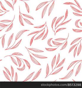 Leaves. Seamless pattern. Vector leaf. Hand drawn repeating elements. Fashion print. Design for textile or clothes. Natural background