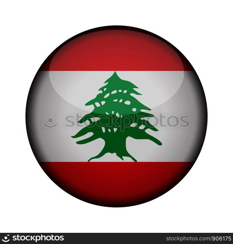 lebanon Flag in glossy round button of icon. lebanon emblem isolated on white background. National concept sign. Independence Day. Vector illustration.