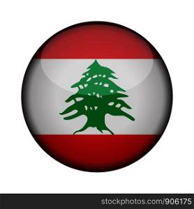 lebanon Flag in glossy round button of icon. lebanon emblem isolated on white background. National concept sign. Independence Day. Vector illustration.