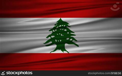 Lebanon flag vector. Vector flag of Lebanon blowig in the wind. EPS 10.