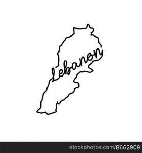Lebanon outline map with the handwritten country name. Continuous line drawing of patriotic home sign. A love for a small homeland. T-shirt print idea. Vector illustration.. Lebanon outline map with the handwritten country name. Continuous line drawing of patriotic home sign