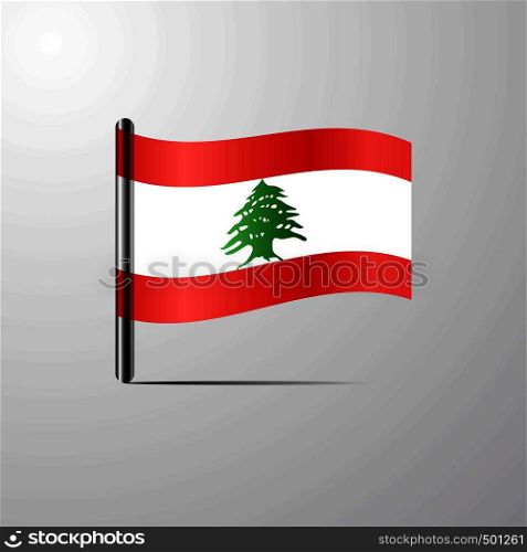 Lebanon waving Shiny Flag design vector