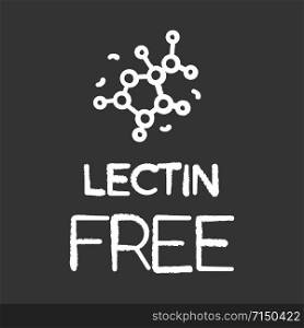Lectin free chalk icon. Non-toxic, non-chemical. Product free ingredient. Fresh nutritious organic food. Healthy eating, dietary. Balanced meals. Isolated vector chalkboard illustration