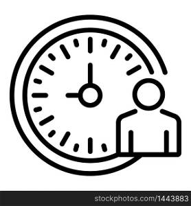 Lecture time clock icon. Outline lecture time clock vector icon for web design isolated on white background. Lecture time clock icon, outline style