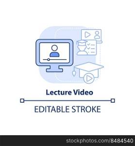 Lecture video light blue concept icon. Microlearning ex&le abstract idea thin line illustration. Pedagogical tool. Isolated outline drawing. Editable stroke. Arial, Myriad Pro-Bold fonts used. Lecture video light blue concept icon
