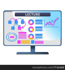 Lecture web lesson icon. Cartoon of lecture web lesson vector icon for web design isolated on white background. Lecture web lesson icon, cartoon style