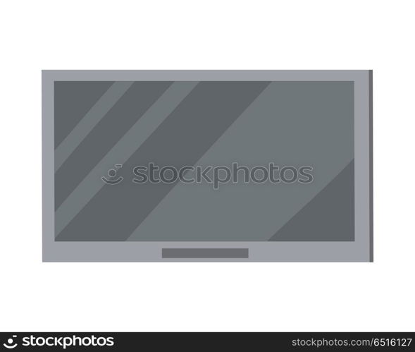 LED TV Big Plasma Screen Isolated on White. Led tv big plasma screen isolated on white. Modern tele in flat style. Crystal home TV set. LCD flat panel display which uses LED backlighting. Thin film transistor liquid crystal display. Vector