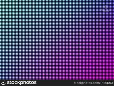 LED video wall screen texture background, blue and purple color light diode dot grid tv panel, lcd display with pixels pattern, television digital monitor, Realistic 3d vector illustration. LED video wall screen texture background, display