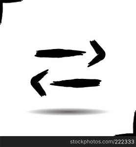 Left and right arrows icon. Drop shadow brush stroke direction symbol. Vector isolated illustration. Left and right arrows icon