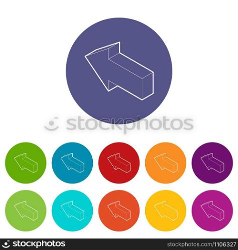 Left arrow icons color set vector for any web design on white background. Left arrow icons set vector color
