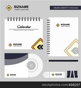 Left arrow road sign board Logo, Calendar Template, CD Cover, Diary and USB Brand Stationary Package Design Vector Template