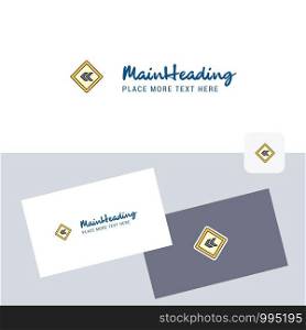 Left arrow road sign board vector logotype with business card template. Elegant corporate identity. - Vector