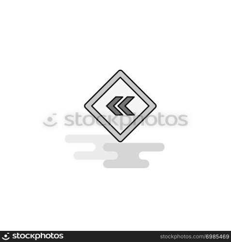 Left arrow road sign board Web Icon. Flat Line Filled Gray Icon Vector