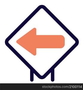 Left arrow sign on a road signal board